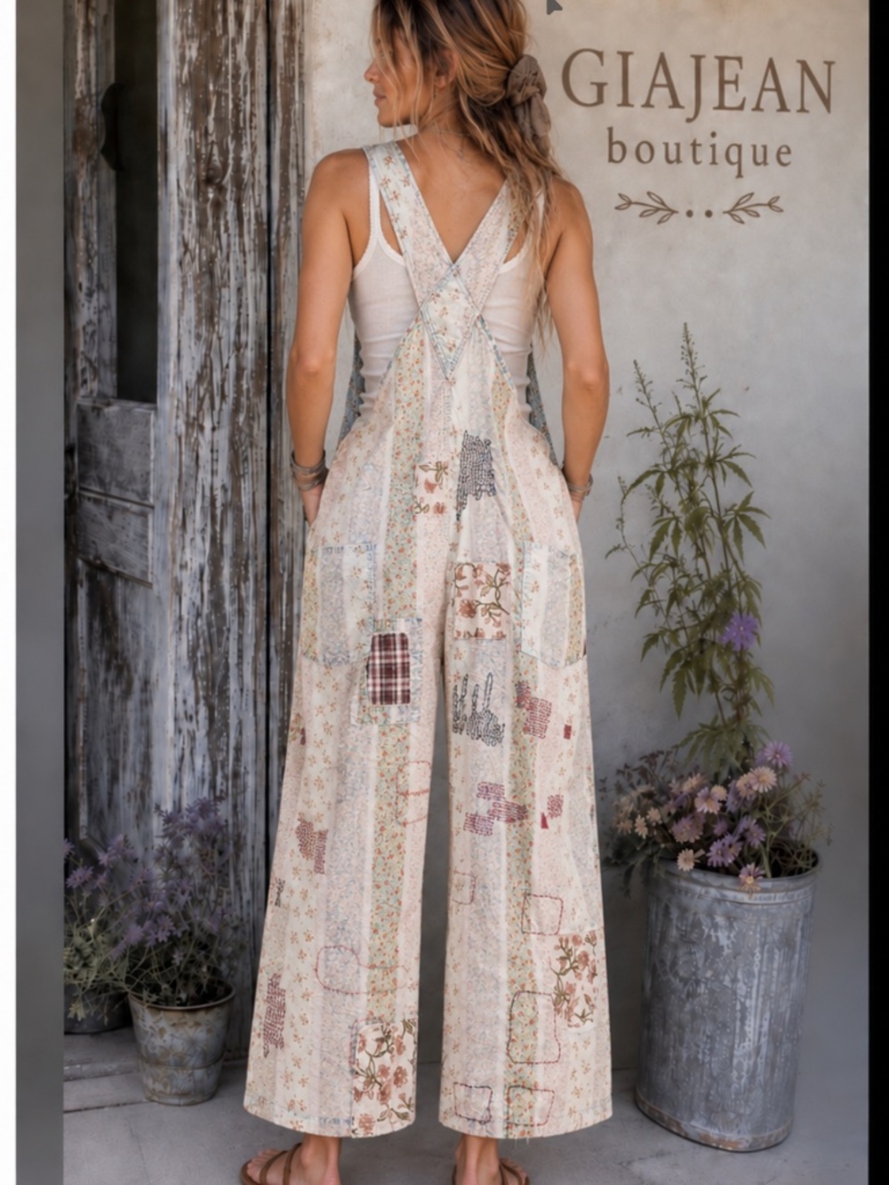 ❤️ BLUE VELVET “ ERIN “ BLUE VELVET PATCHWORK OVERALL ROMPER 31 - Picture 2 of 5
